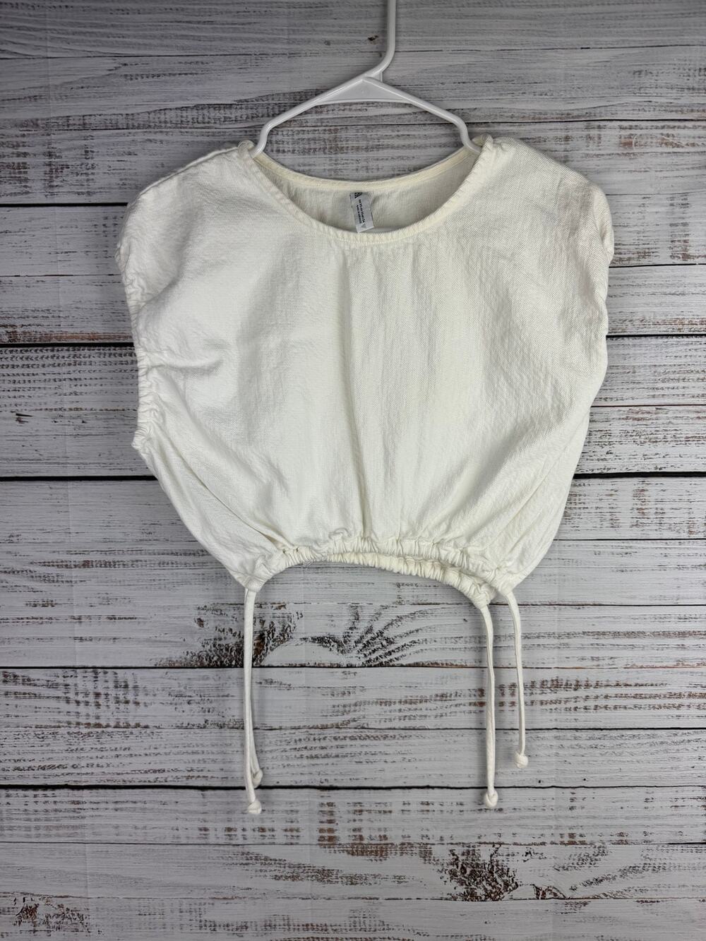 Zara White 100% Cotton Crop Top Rushing Boho Festival Coquette Coastal XSmall